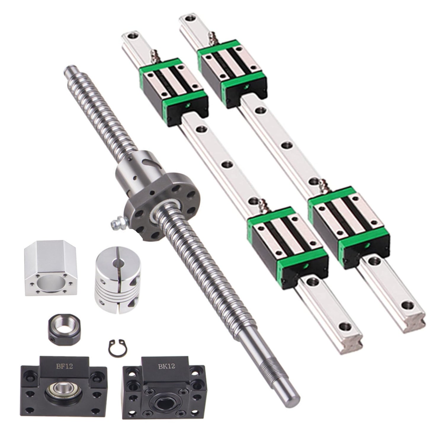 GooEquip Linear Guide HGR20 1200mm Rail with 4PCS Slider Block + 1PCS SFU1605 1200mm Ball Screw with Ball Nut, BF12/BK12 Support, DSG16H, Coupling for 3D Printer CNC Machine