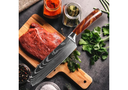 Flint kitchen knife set 5 pieces, extremely sharp cooking knives made of high quality stainless steel, professional knife set with ergonomic resin handle in gift box.