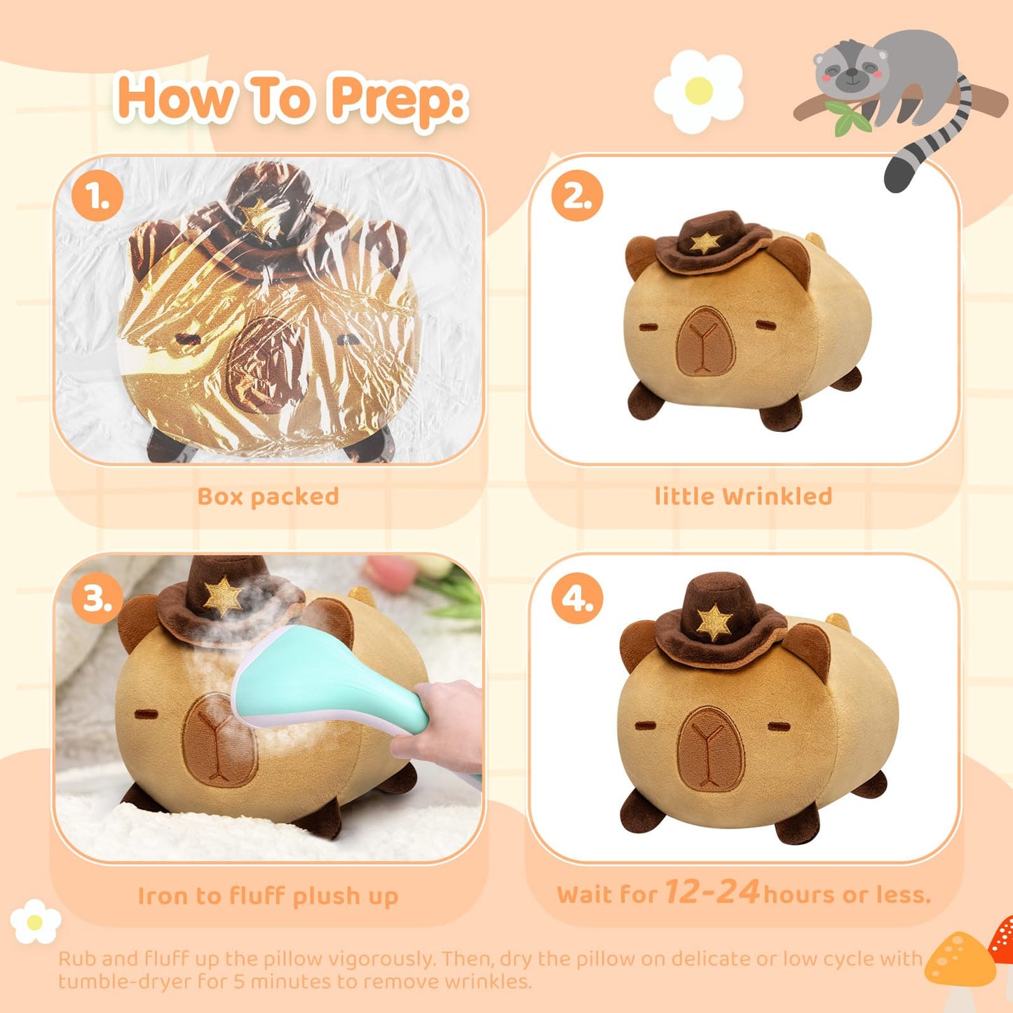 Mewaii Capybara plush pillow 20CM Soft Kawaii stuffed animal for kids, cute capybara plushie, perfect cuddle pillow and gift.