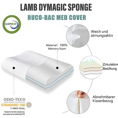 LAMB Adjustable Height Memory Foam Pillow Head Pillow, Neck Pillow Neck Support Pillow Ergonomic Pillow Anti-snoring Pillow with Removable Cover