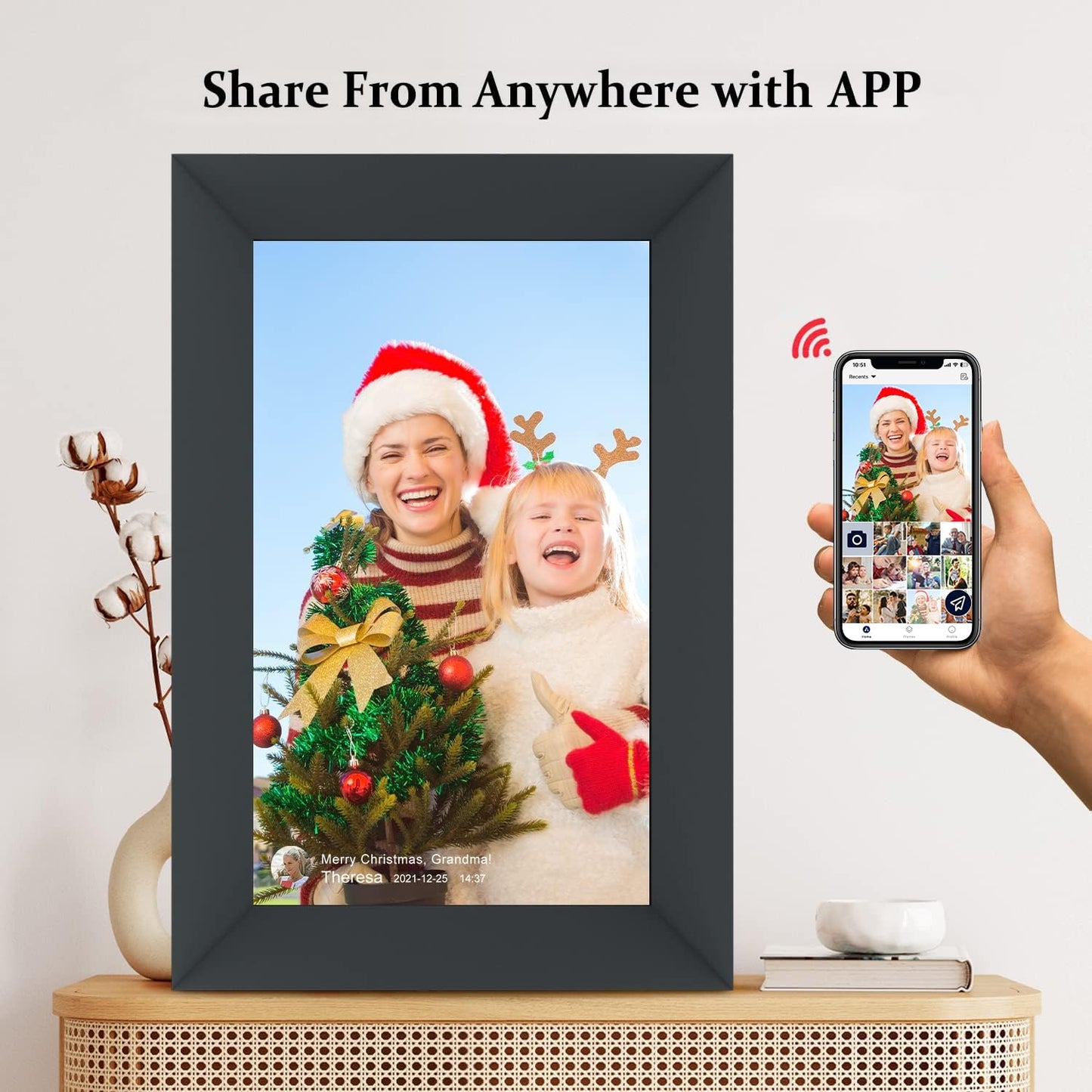 AEEZO 10.1 inch WiFi Digital Picture Frame,1280x800 IPS Touchscreen Electronic Photo Frame,32GB Storage,Auto Rotation,Supports Micro SD Card