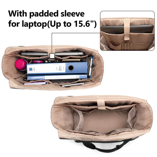 CURMIO Teacher Work Bag for Women, Portable Teacher Tote with Padded Sleeve, Briefcase with Compartments for Laptop, School Supplies, Teacher Supplies, Empty Bag, Black