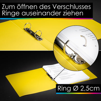 OfficeTree 12x Ring Binder Set - 12 Colors - 2-Ring Mechanism - A4 Ring Binder Back width 3.5cm - Ring Folders made of durable plastic - Slim Ring Binder with Sticker - Folder