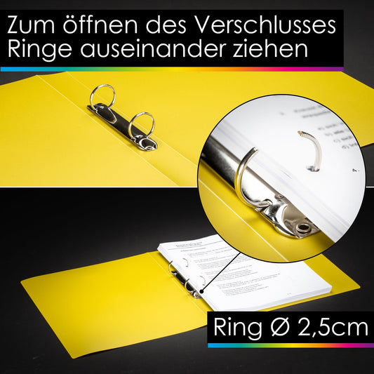 OfficeTree 12x Ring Binder Set - 12 Colors - 2-Ring Mechanism - A4 Ring Binder Back width 3.5cm - Ring Folders made of durable plastic - Slim Ring Binder with Sticker - Folder