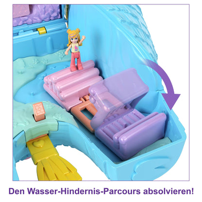 Polly Pocket case, llama in pajama party theme, with 25 accessories including 2 dolls and 2 llamas, interactive elements for immersive play, toy for ages 4 and up, HHX74.