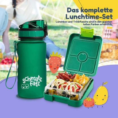 smackfatz Easy Bento Lunchbox for Kids, BPA-free, lunchbox with 4 compartments, easy to open and clean, great for school, sports, and kindergarten (Green)