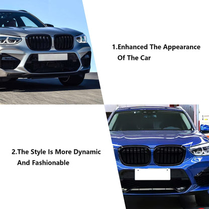 YIUBCZOQI G01 Front Grille for BMW X3 G01 2018-2021 X4 G02 2019-2021 X3 Grill x4 Gloss Black Double Slat Grill