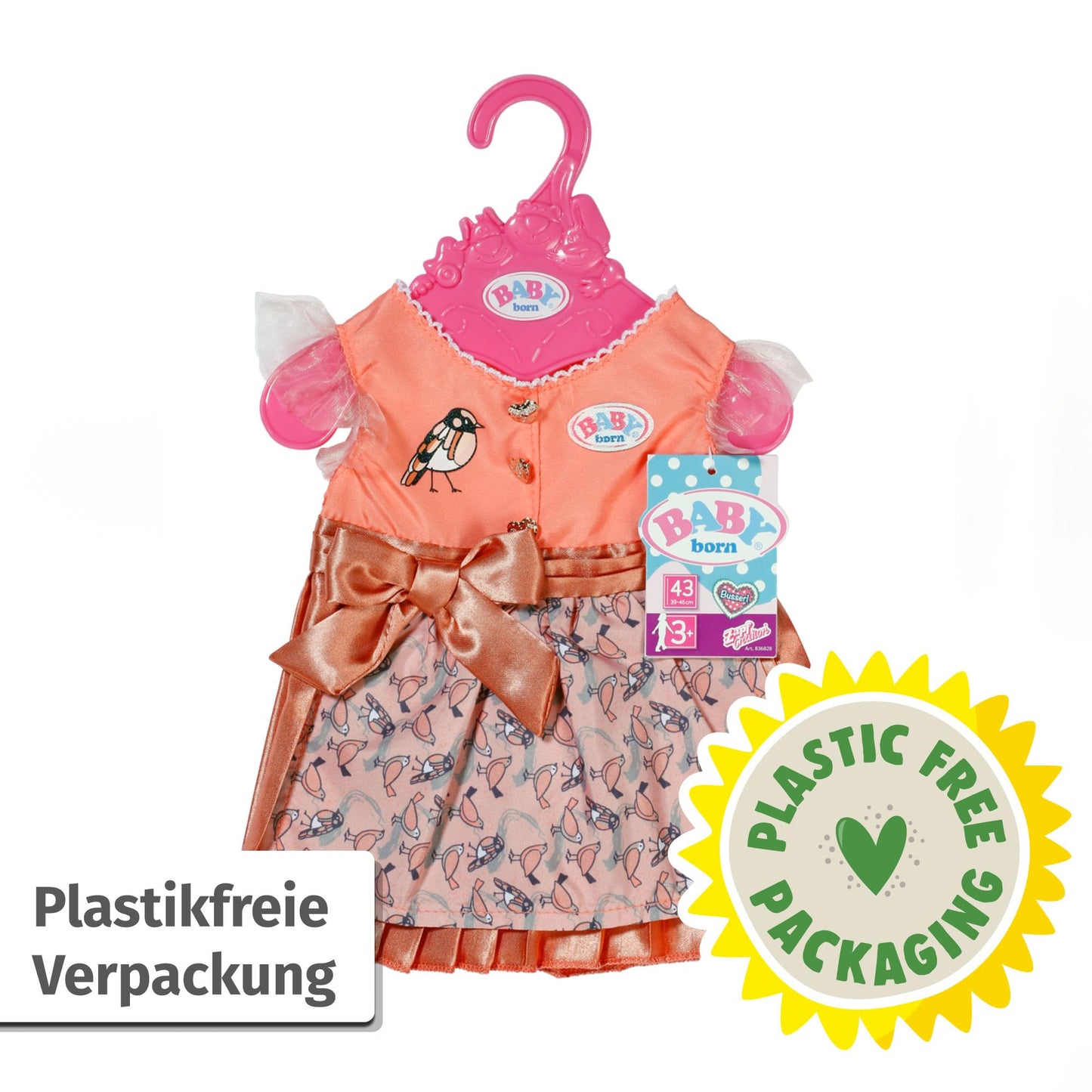 BABY born Dirndl, doll dress for 43cm dolls, 836828 Zapf Creation, Pink