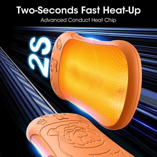 Electric Hand Warmers, 2-pack with 6000mAh rechargeable battery. Ideal for outdoor sports, hunting, golf, camping. Great warm gift for women, men, and children.