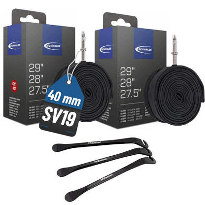 2X Schwalbe SV 19 bike tube 27.5 28 29 inch SV 40mm (40/62-584/635) + 3 MSZweirad tire levers