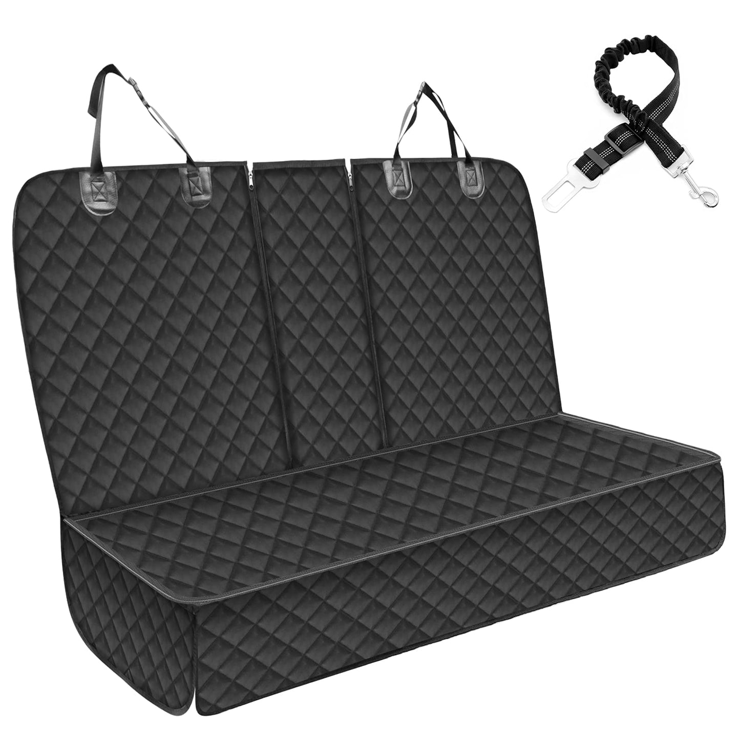 GARELF Dog Blanket for Car Back Seat, Durable Car Seat Cover for Dogs (134x118cm) with 1 Elastic Dog Seat Belt, Scratch-Resistant & Waterproof Hammock for Pets Fits All Trucks, Cars, SUVs.