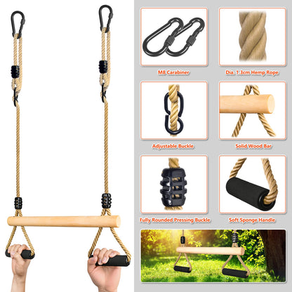 Lyndwin Trapeze Swing, Kids Wooden Multifunction Adjustable Swing with Soft Sponge Handle Indoor Outdoor Children's Trapeze Swing up to 100 kg (42cm)