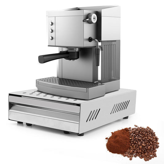 EFUTURETIME knock box for espresso machine coffee, made of stainless steel with removable noise-absorbing rod. Dimensions: 350 x 250 x 100mm, color: silver.