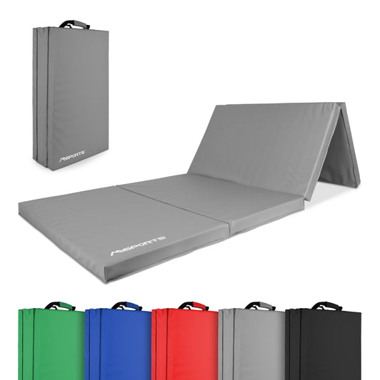 MSPORTS Gymnastics Mat Premium foldable floor mat 190 x 80 x 5 cm Sports mat for home children adults (Gray, 190 x 80 x 5 cm)