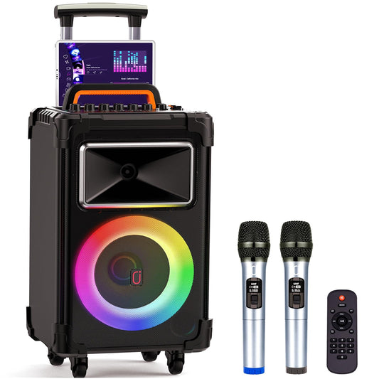 JYX Karaoke Machine, Karaoke System with 2 microphones, Portable Bluetooth Speaker for adults, Party Karaoke Speaker, Subwoofer PA System for gatherings, the best gifts for everyone.