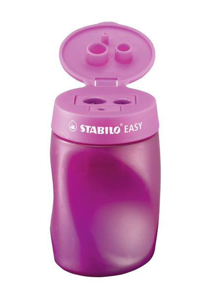 STABILO - Ergonomic pencil sharpener for left-handers - EASYsharpener - 3 in 1 - 3 pack - pink