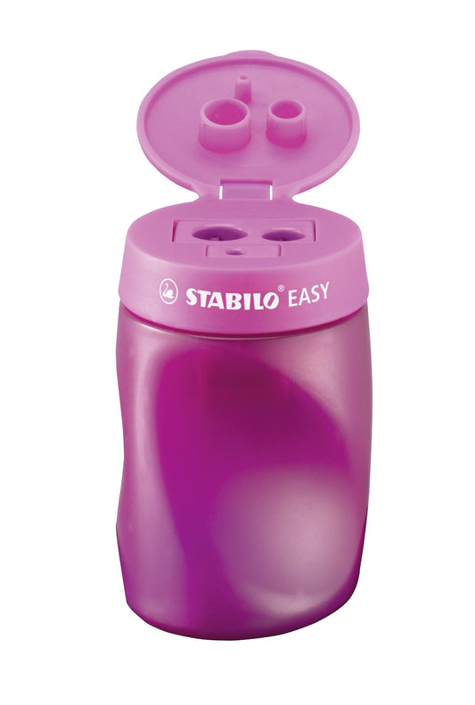 STABILO - Ergonomic pencil sharpener for left-handers - EASYsharpener - 3 in 1 - 3 pack - pink