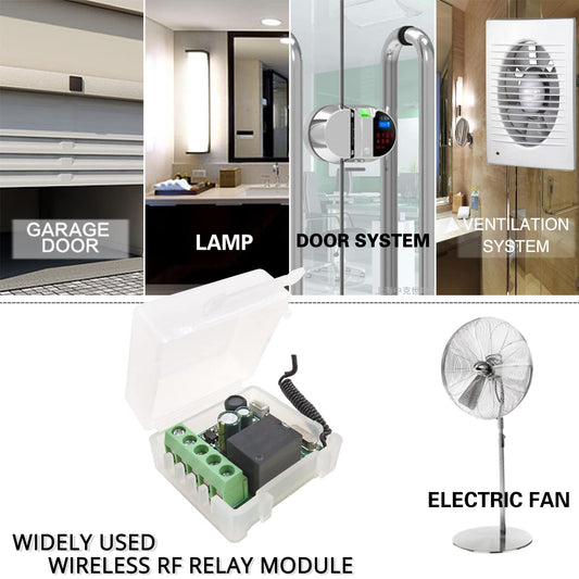 This RC radio remote control switch 220V 230V 1 channel wireless control relay receiver with 5 transmitter keychains potential-free contacts relay controller