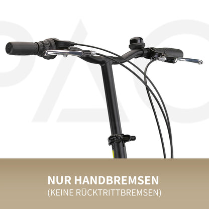 PACTO Nine - Dutch-style bike with comfortable folding design. 27cm steel frame, 20-inch wheels, Nexus 3-speed hub gear. Foldable for adult men and women.