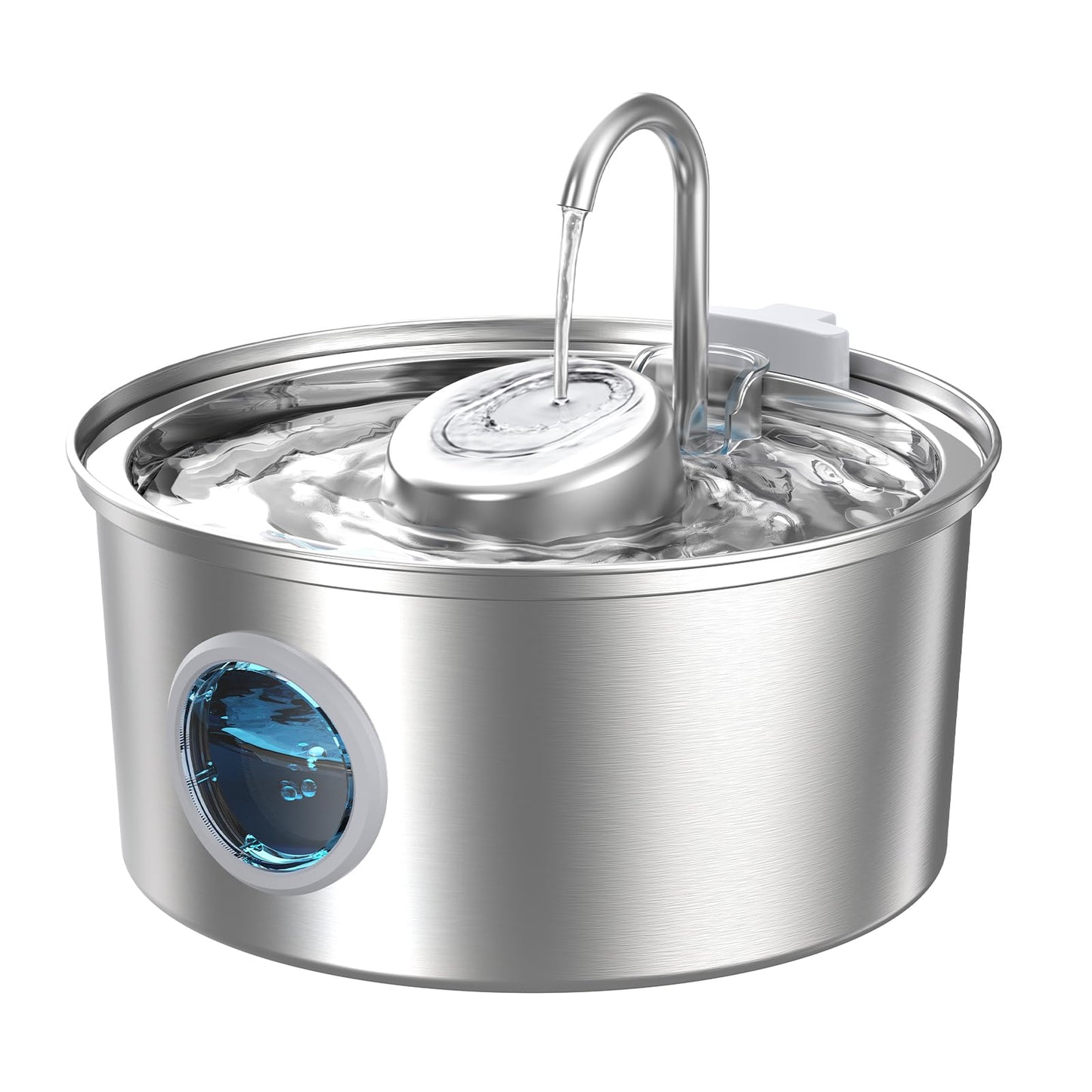 Cat fountain: 3.2L drinking fountain for cats with transparent window - Cat fountain for cats made of stainless steel in the shape of a water tap - Silent water pump - Multiple filtration - KOOGMOON