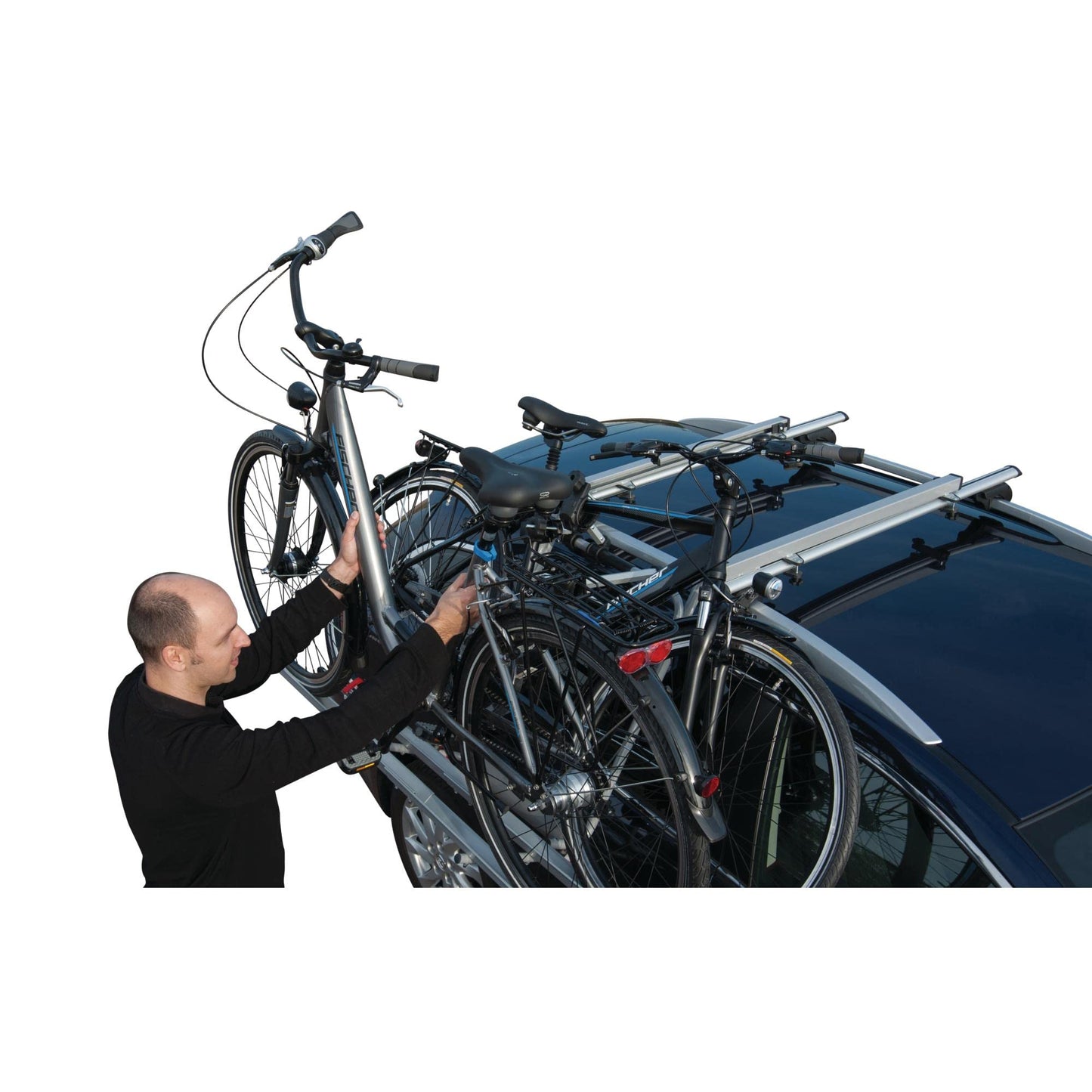 Fischer Roof Lift Bike Carrier for 2 bikes, roof bike carrier for car roof, TÜV/GS certified, load capacity up to 30 kg.