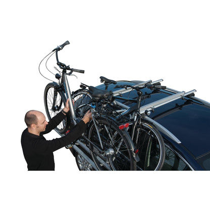 Fischer Roof Lift Bike Carrier for 2 bikes, roof bike carrier for car roof, TÜV/GS certified, load capacity up to 30 kg.