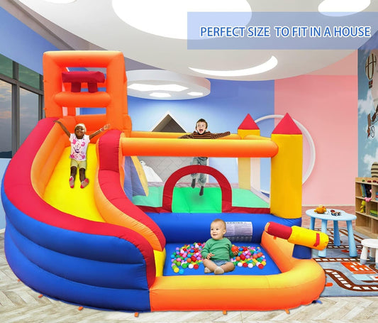 Ballsea Large Bouncy Castle with Blower, Dry/Wet Slide, suitable for children aged 3 to 10 years, Children's Bouncy Castle for Indoor or Outdoor use 320 x 280 x 232 cm