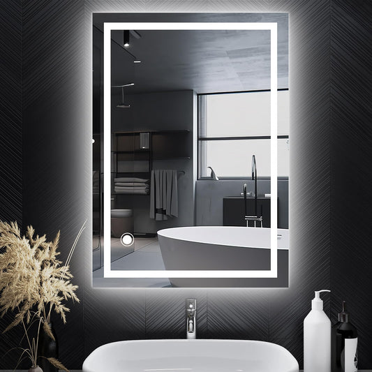 Trinity mirror with lighting, 50x70cm LED bathroom mirror with lighting, bathroom mirror with touch switch, bathroom wall mirror.