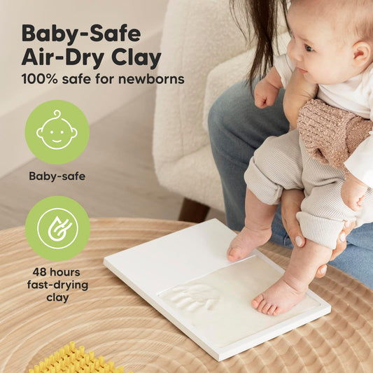 Baby handprint and footprint kit - plaster cast baby hand and foot for newborns - handprint baby picture frame - footprint baby plaster cast kit - baby shower baby imprint set (Alpine White)
