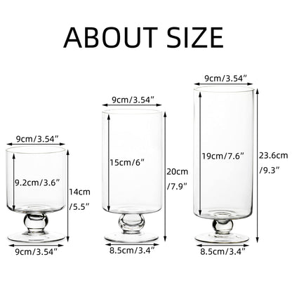NUPTIO 3 Piece Set Large Glass Vase Candle Holder, Hurricane Candle Holder for Pillar Candles Tall Glass Vases for Centerpieces, Glass Flower Vases for Home Christmas Party Wedding Table Decoration