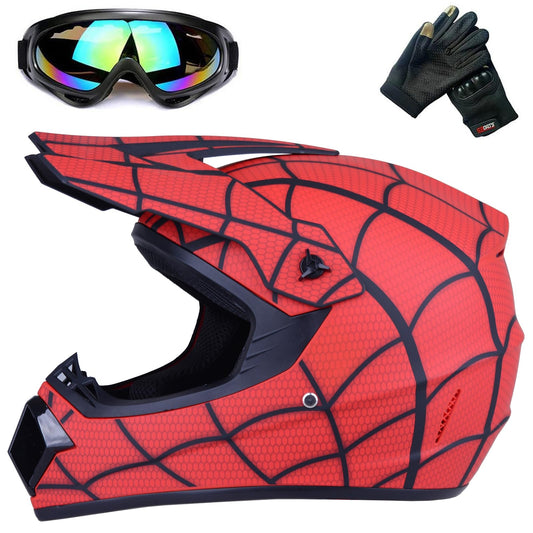Youth off-road motocross helmets, bike helmets for boys and girls, personalized motorcycle helmets, CE standards (RED, M)