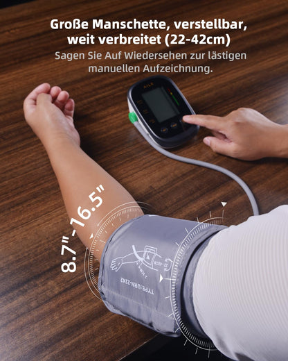 AILE home use blood pressure monitor, upper arm blood pressure monitor, fully automatic, with large cuff (22-42cm), 2 * 99 memory, easy to use
