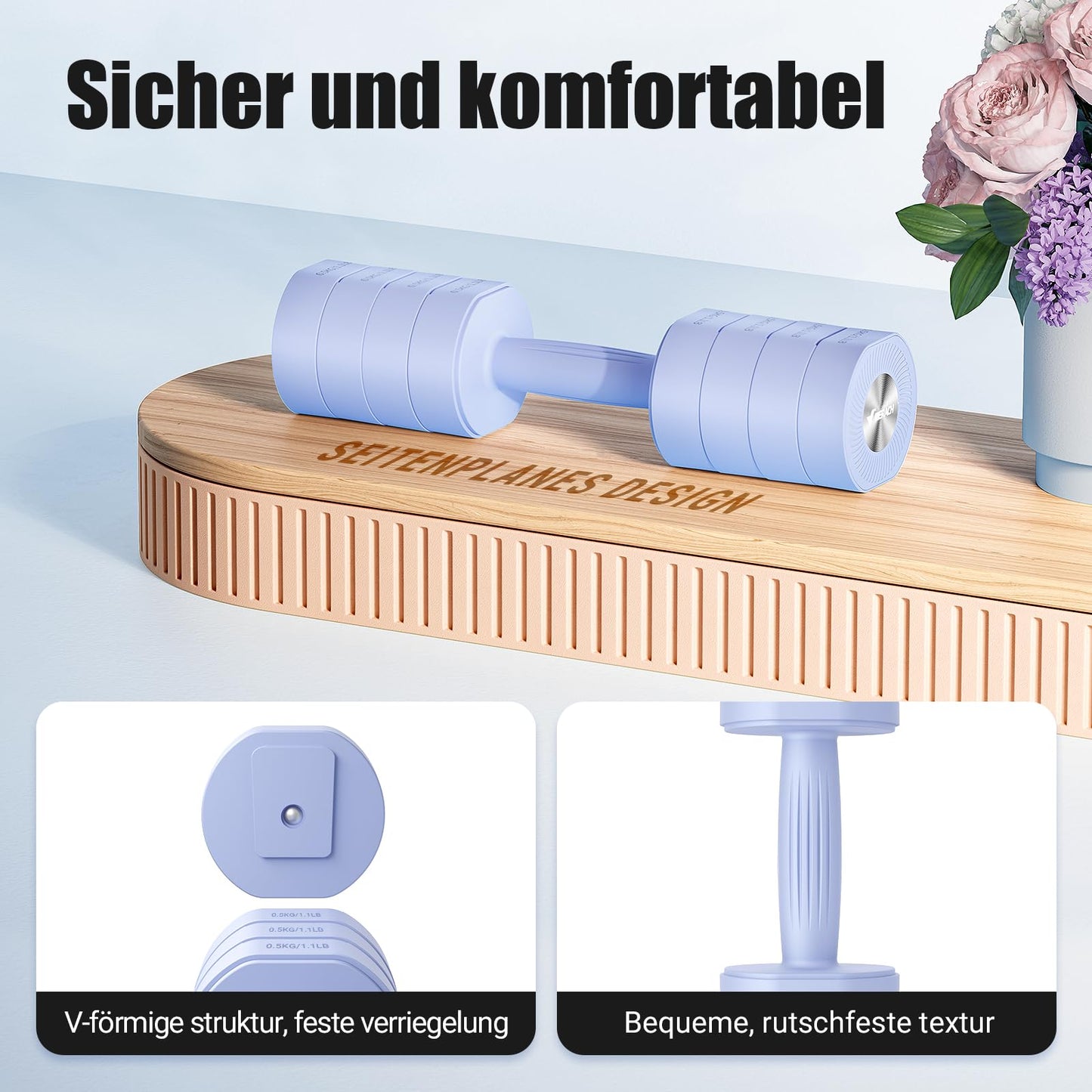 MERACH Dumbbells, 2-piece set, adjustable, 4 in 1 set for women, 1-4KG adjustable weights, dumbbells for strength training, fitness, home gym, gift- Blue