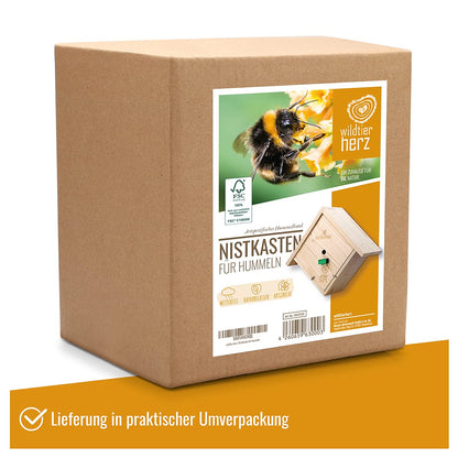 Wildlife heart | Hanging insect hotel - includes nesting material, weatherproof solid wood nesting aid, species protection house for wild bees & insects, garden decoration