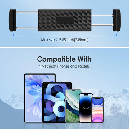 Lucrave Tablet Wall Mount, Aluminum retractable iPad Wall Mount, with 360° rotatable base adjustable and foldable for iPad Pro Air Mini, Samsung Galaxy Tab, all 4.7-13" phones and tablets