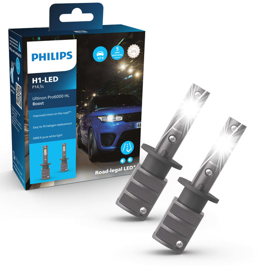 Philips Ultinon Pro6000 Boost H1-LED headlight bulb with road approval, 5,800K, gray