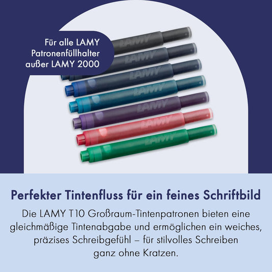 LAMY T10 ink cartridges with large ink capacity - suitable for all Lamy cartridge fountain pen models - 1.25ml content per cartridge (black, 100 cartridges)