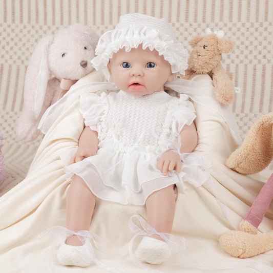 IVITA Full Body Silicone Reborn Baby Doll Newborn Real Doll Handmade Blue Eyes Soft Baby Girl Doll (WG1519-48cm-3791g-Girl)