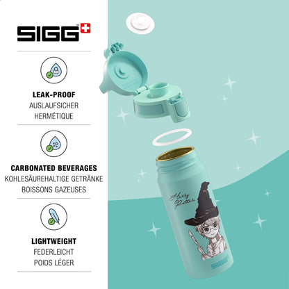 SIGG - Aluminum Water Bottle Children - WMB ONE Harry Potter - Carbonation Suitable - Leakproof - Lightweight - BPA-free - Climate Neutral Certified - Sports & School - Turquoise - 0.6L