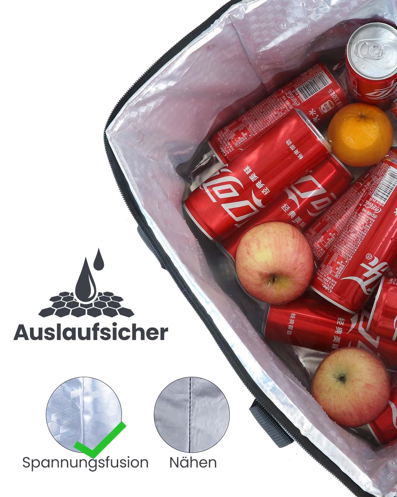 Kollea Cooler Bag - 30L Picnic Bag - Insulated Bag - Lunch Bag Keeps hot and cold, Leakproof, With carry straps, Multiple pockets - Ideal for travel, camping, BBQs, food transport