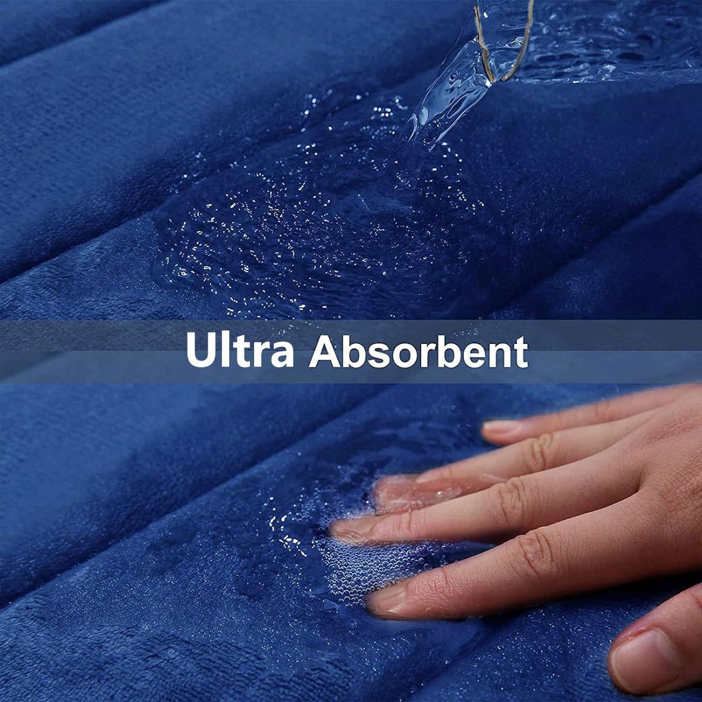 Homaxy Memory Foam Bathroom Bath Mat Absorbent Non-Slip Bath Rug Washable Bath Mat - 51 x 76 cm, Navy Blue