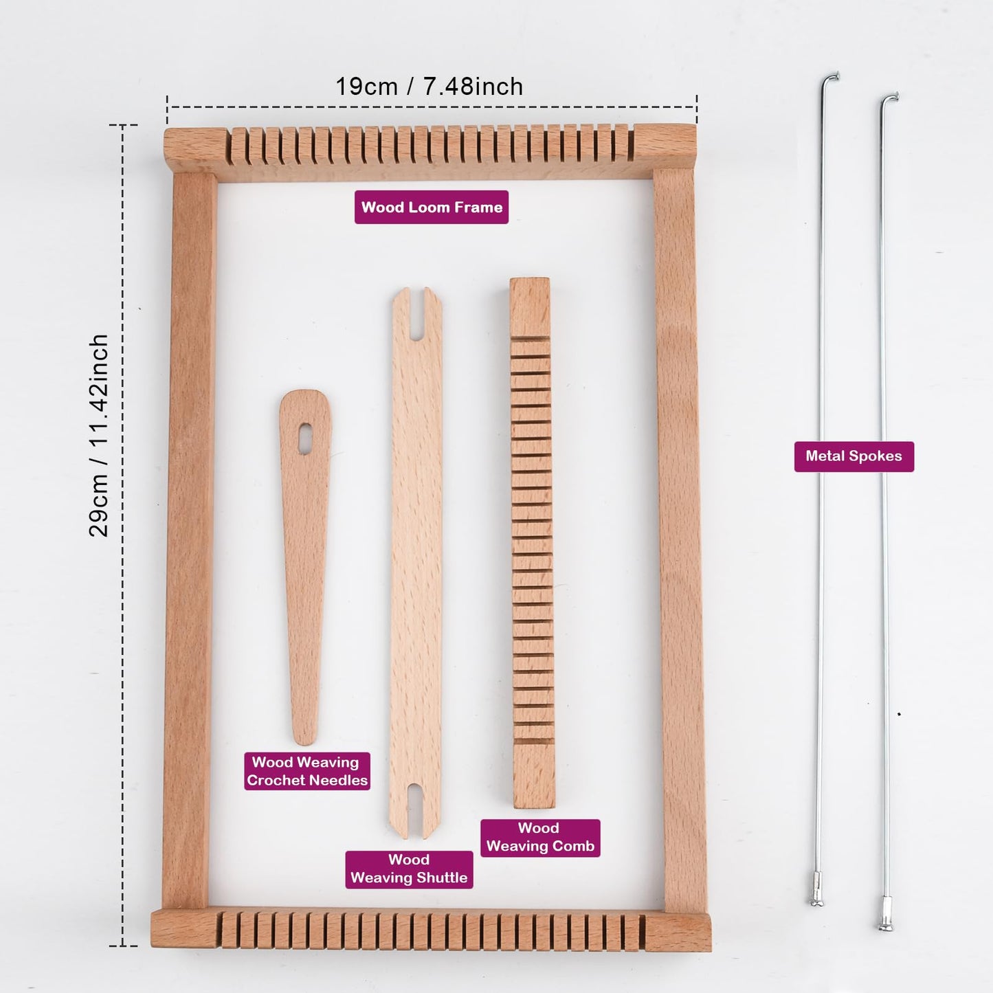 LYKTRIX kids wooden loom kit, weaving set for 4-12 year olds. Perfect school loom for students and beginners, includes enough yarn for knitting.