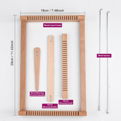 LYKTRIX kids wooden loom kit, weaving set for 4-12 year olds. Perfect school loom for students and beginners, includes enough yarn for knitting.
