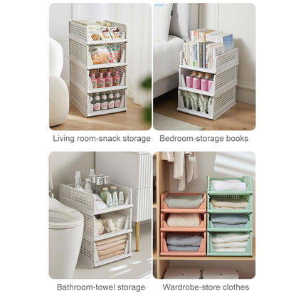 RMAN 4-Piece Wardrobe Organizer Drawer Box Stackable Closet Shelf Storage Box Plastic Storage Bins Divider Drawer for Clothes, Kitchen, Bedroom