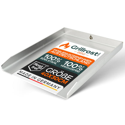 Stainless steel grill plate | Plancha 40x30cm - Universal size | 4mm solid - Made in Germany