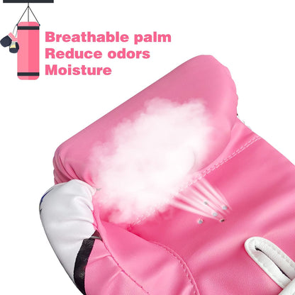 CKE Kids Boxing Gloves for Children 5-12 Years Boys Girls, Kids Boxing Gloves Training Gloves Boxing Gloves for Kids Punching Bag Kickboxing for Muay Thai Boxing Gloves (Pink)