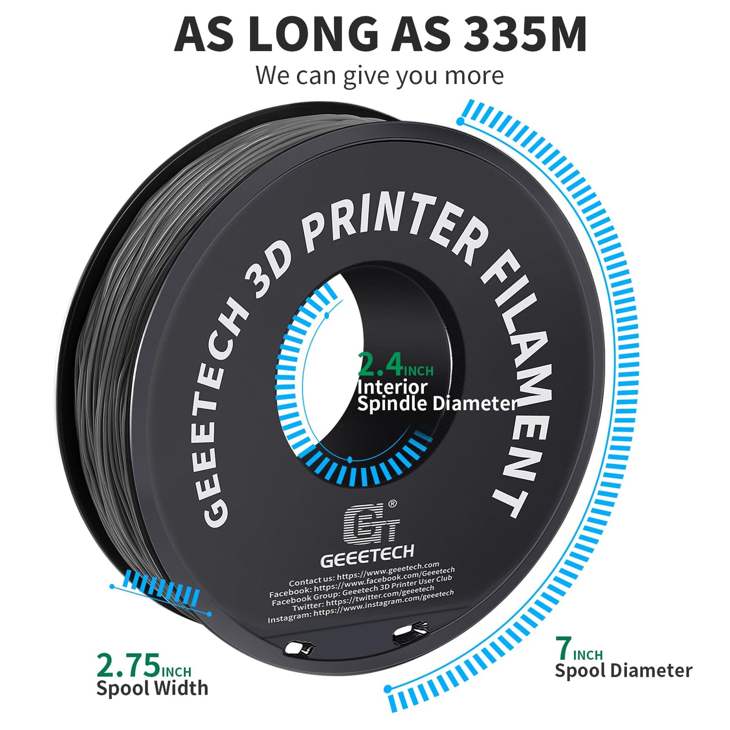 GEEETECH TPU Filament 1.75mm +/- 0.02mm for 3D printers, 1KG 1 Spool Grey