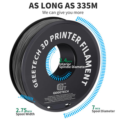 GEEETECH TPU Filament 1.75mm +/- 0.02mm for 3D printers, 1KG 1 Spool Grey