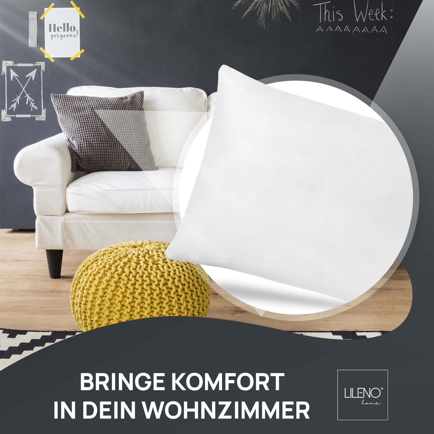 LILENO HOME feather pillow 40x80 cm [1 set] - Pillow 40 x 80 cm made of feathers as a head pillow, sleeping pillow and bed pillow perfect for allergy sufferers and children - Feather core pillow with 750 g feather filling each.