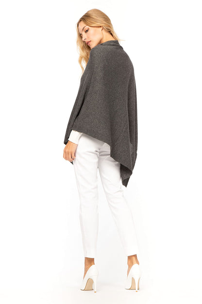 Marine cashmere poncho made from a blend of cashmere for women, delicate and soft, made from cashmere (basalt).